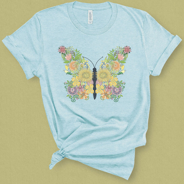 Flower Butterfly Graphic Tee - MoxiCali