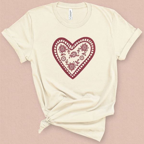 Vintage Heart Stamped Graphic Tee - MoxiCali
