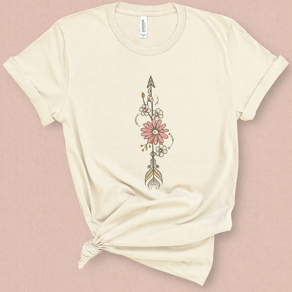 Flowers Through Arrow Graphic Tee - MoxiCali