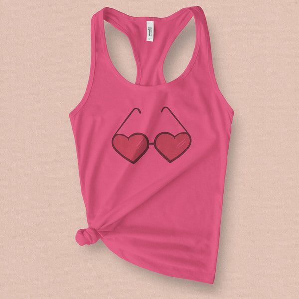 Heart Shaped Glasses Graphic Tank Top - MoxiCali