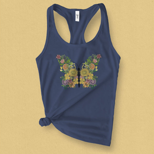 Flower Butterfly Graphic Tank Top - MoxiCali