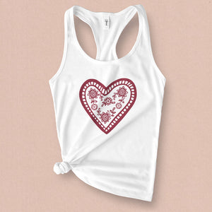 Vintage Heart Stamped Graphic Tank Top - MoxiCali