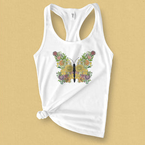 Flower Butterfly Graphic Tank Top - MoxiCali