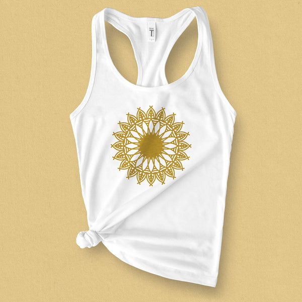 Abstract Sunflower Graphic Tank Top - MoxiCali