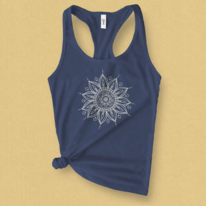 Sacred Mandala Sunflower Graphic Tank Top - MoxiCali