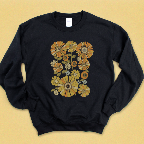 Retro Flower 70's Crewneck Sweatshirt - MoxiCali