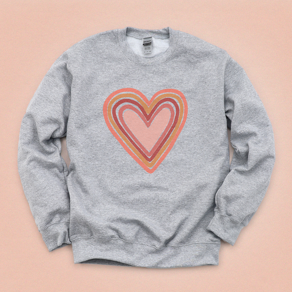 Red Boho Heart Crewneck Sweatshirt - MoxiCali