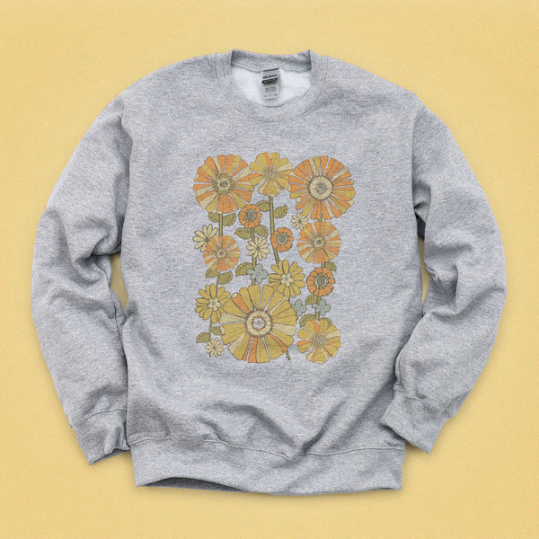 Retro Flower 70's Crewneck Sweatshirt - MoxiCali