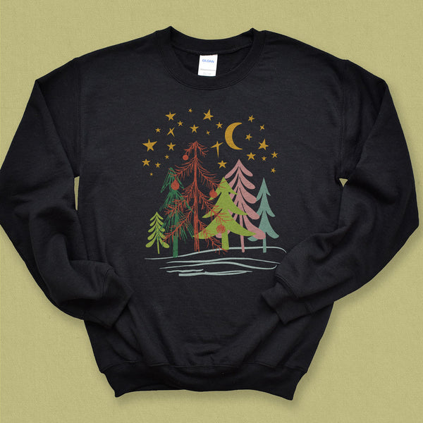 Pastel Christmas Forest Graphic Sweatshirt - MoxiCali